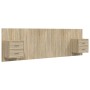 Cabecero de cama con mesitas madera contrachapada roble Sonoma