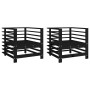 Garden armchairs, 2 units, solid black pine wood by , Modular outdoor sofas - Ref: Foro24-825629, Price: 143,98 €, Discount: %