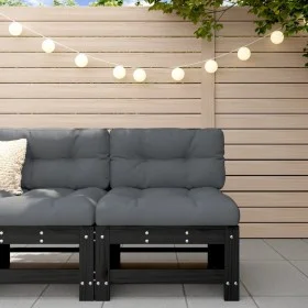 Central garden sofa made of solid black pine wood by , Modular outdoor sofas - Ref: Foro24-825615, Price: 55,33 €, Discount: %
