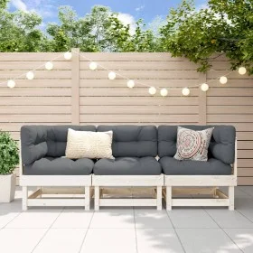 3-teiliges Gartenmöbel-Set massives Zirbenholz weiß von , Modulare Sofas für den Außenbereich - Ref: Foro24-825416, Preis: 16...