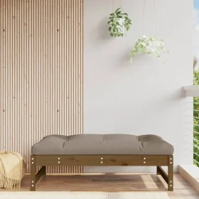 Solid pine wood garden stool in honey brown color, 120x80 cm. by , Modular outdoor sofas - Ref: Foro24-825712, Price: 74,96 €...
