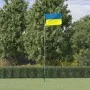Ukraine flagpole and flag, aluminum, 5.55 m by , Flags and windsocks - Ref: Foro24-3210074, Price: 51,40 €, Discount: %