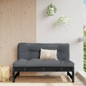 Central garden sofa made of solid black pine wood 120x80 cm by , Modular outdoor sofas - Ref: Foro24-825706, Price: 112,37 €,...
