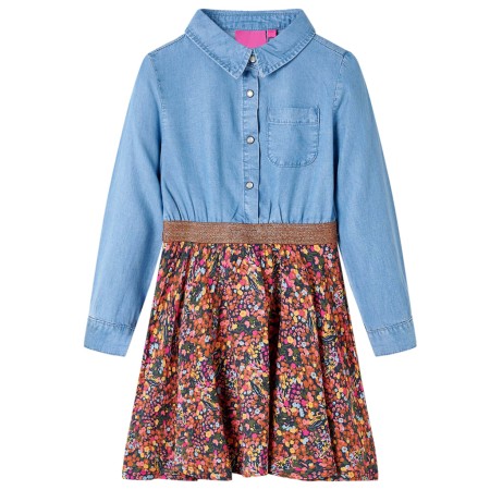 Langärmeliges Kinderkleid in Marineblau und Denim 140 von , Kinderkleider - Ref: Foro24-14123, Preis: 17,47 €, Rabatt: %