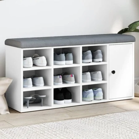 Engineered wood white shoemaker bench 102x32x50 cm by , Benches for halls and storage - Ref: Foro24-835089, Price: 92,26 €, D...
