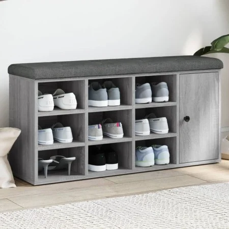 Sonoma gray engineered wood shoe bench 102x32x50 cm by , Benches for halls and storage - Ref: Foro24-835094, Price: 110,03 €,...