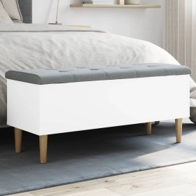 White engineered wood storage bench 102x42x46 cm by , Benches for halls and storage - Ref: Foro24-835082, Price: 90,44 €, Dis...