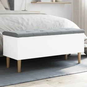 White engineered wood storage bench 102x42x46 cm by , Benches for halls and storage - Ref: Foro24-835082, Price: 89,02 €, Dis...
