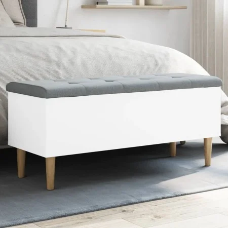 White engineered wood storage bench 102x42x46 cm by , Benches for halls and storage - Ref: Foro24-835082, Price: 89,02 €, Dis...