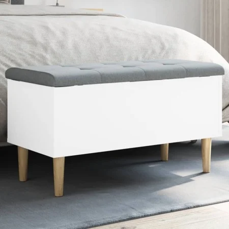 Engineered wood storage bench in white, 82x42x46 cm by , Benches for halls and storage - Ref: Foro24-835075, Price: 83,44 €, ...