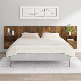 Cabecero de cama con mesitas madera contrachapada roble ahumado