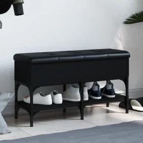 Engineered wood black shoemaker bench 82x32x45 cm by , Benches for halls and storage - Ref: Foro24-835172, Price: 66,99 €, Di...