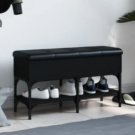 Engineered wood black shoemaker bench 82x32x45 cm by , Benches for halls and storage - Ref: Foro24-835172, Price: 66,99 €, Di...