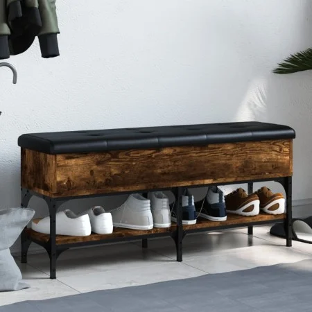 Engineered wood smoked oak shoemaker bench 102x32x45 cm by , Benches for halls and storage - Ref: Foro24-835179, Price: 74,71...