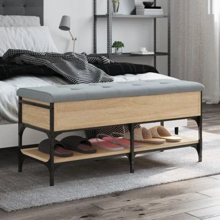 Engineered wood Sonoma oak shoemaker bench 102x42x45 cm by , Benches for halls and storage - Ref: Foro24-835198, Price: 85,64...
