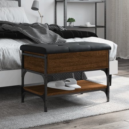 Engineered wood shoe bench in brown oak, 62x42x45 cm by , Benches for halls and storage - Ref: Foro24-835191, Price: 65,96 €,...
