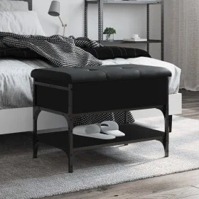 Engineered wood black shoemaker bench 62x42x45 cm by , Benches for halls and storage - Ref: Foro24-835187, Price: 64,28 €, Di...