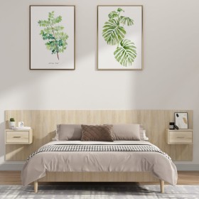 Cabecero de cama con mesitas madera contrachapada roble Sonoma