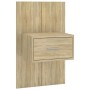 Cabecero de cama con mesitas madera contrachapada roble Sonoma