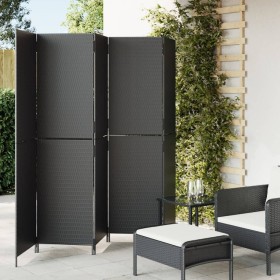 Biombo de 5 paneles ratán sintético negro de , Divisores de ambientes - Ref: Foro24-365348, Precio: 186,01 €, Descuento: %