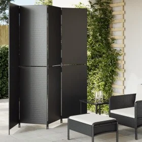 4-panel black synthetic rattan screen by , Room dividers - Ref: Foro24-365360, Price: 180,10 €, Discount: %
