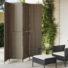 Biombo de 4 paneles ratán sintético gris de , Divisores de ambientes - Ref: Foro24-365362, Precio: 179,72 €, Descuento: %