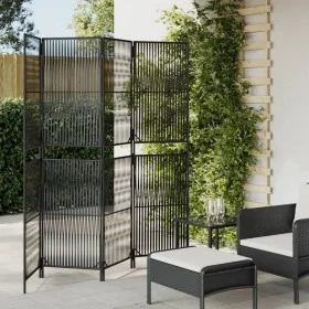 4-panel black synthetic rattan screen by , Room dividers - Ref: Foro24-365376, Price: 130,43 €, Discount: %