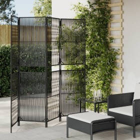Biombo de 4 paneles ratán sintético negro de , Divisores de ambientes - Ref: Foro24-365376, Precio: 124,48 €, Descuento: %