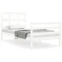 Single bed frame with white solid wood headboard by , Beds and slatted bases - Ref: Foro24-3194792, Price: 107,73 €, Discount: %