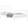 Single bed frame with white solid wood headboard by , Beds and slatted bases - Ref: Foro24-3194792, Price: 107,73 €, Discount: %