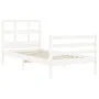 Single bed frame with white solid wood headboard by , Beds and slatted bases - Ref: Foro24-3194792, Price: 107,73 €, Discount: %