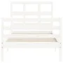 Single bed frame with white solid wood headboard by , Beds and slatted bases - Ref: Foro24-3194792, Price: 107,73 €, Discount: %