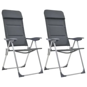Aluminium-Campingstühle 2 Einheiten grau 58x69x111 cm von vidaXL, Campingmöbel - Ref: Foro24-44312, Preis: 156,53 €, Rabatt: %