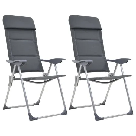 Aluminium-Campingstühle 2 Einheiten grau 58x69x111 cm von vidaXL, Campingmöbel - Ref: Foro24-44312, Preis: 156,53 €, Rabatt: %