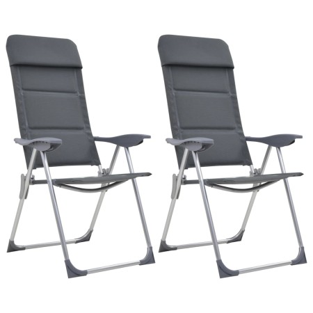 Aluminium-Campingstühle 2 Einheiten grau 58x69x111 cm von vidaXL, Campingmöbel - Ref: Foro24-44312, Preis: 159,51 €, Rabatt: %
