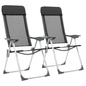 Aluminum folding camping chairs 2 units black by vidaXL, camping furniture - Ref: Foro24-44305, Price: 132,80 €, Discount: %