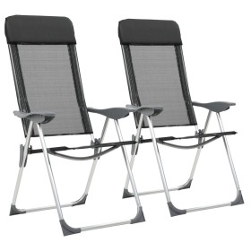 Camping-Klappstühle aus Aluminium, 2 Einheiten, schwarz von vidaXL, Campingmöbel - Ref: Foro24-44305, Preis: 135,19 €, Rabatt: %
