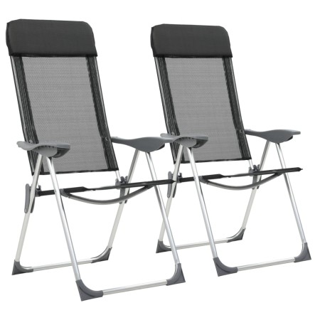 Camping-Klappstühle aus Aluminium, 2 Einheiten, schwarz von vidaXL, Campingmöbel - Ref: Foro24-44305, Preis: 135,19 €, Rabatt: %