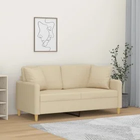 2-seater sofa with cream fabric cushions 140 cm by , Sofas - Ref: Foro24-3200911, Price: 219,00 €, Discount: %