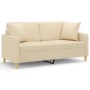 2-seater sofa with cream fabric cushions 140 cm by , Sofas - Ref: Foro24-3200911, Price: 222,47 €, Discount: %