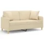 2-seater sofa with cream fabric cushions 140 cm by , Sofas - Ref: Foro24-3200911, Price: 219,00 €, Discount: %