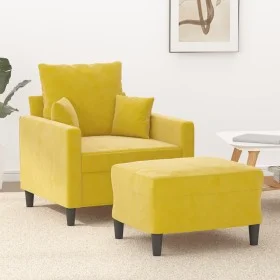 Gelber Samtsessel mit Hocker 60 cm von , Sofas - Ref: Foro24-3201103, Preis: 189,29 €, Rabatt: %