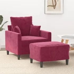 Roter Samtsessel mit Hocker 60 cm von , Sofas - Ref: Foro24-3201101, Preis: 155,85 €, Rabatt: %