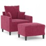 Red velvet armchair with stool 60 cm by , Sofas - Ref: Foro24-3201101, Price: 182,73 €, Discount: %