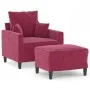 Red velvet armchair with stool 60 cm by , Sofas - Ref: Foro24-3201101, Price: 155,85 €, Discount: %