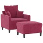 Red velvet armchair with stool 60 cm by , Sofas - Ref: Foro24-3201101, Price: 182,73 €, Discount: %