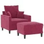 Red velvet armchair with stool 60 cm by , Sofas - Ref: Foro24-3201101, Price: 155,85 €, Discount: %