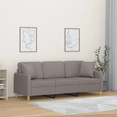 3-seater sofa with taupe gray fabric cushions 180 cm by , Sofas - Ref: Foro24-3200924, Price: 274,60 €, Discount: %