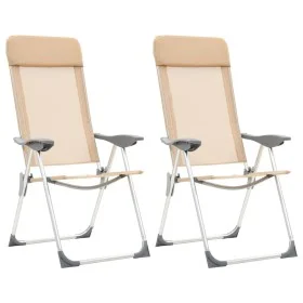 Folding camping chairs 2 units cream aluminum by vidaXL, camping furniture - Ref: Foro24-44306, Price: 126,75 €, Discount: %