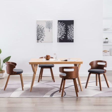 Sillas de comedor 4 unidades madera curvada y tela gris oscuro en Sillas de comedor | Comprar online en Foro24